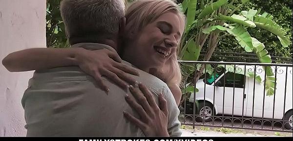  FamilyStrokes - Blonde Teen Gets Caught By Grandpa And Sucks His Dick